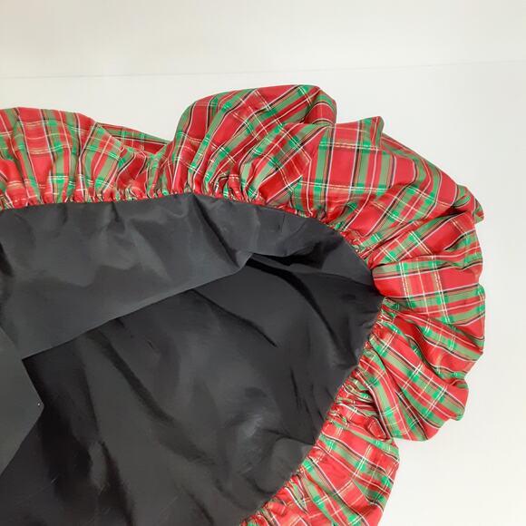 Vintage Handmade Bubble Hem Midi Skirt Holiday Plaid Twirl Skirt Christmas Retro - Picture 8 of 11